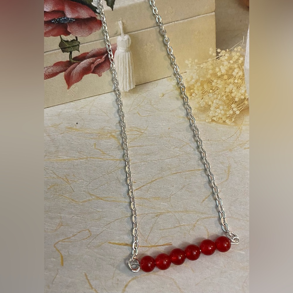 Ruby crystal bar necklace NEW